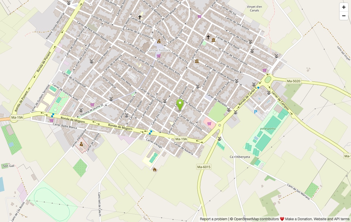 Plano de Llucmajor con la ubicación de JTR Garage señalada